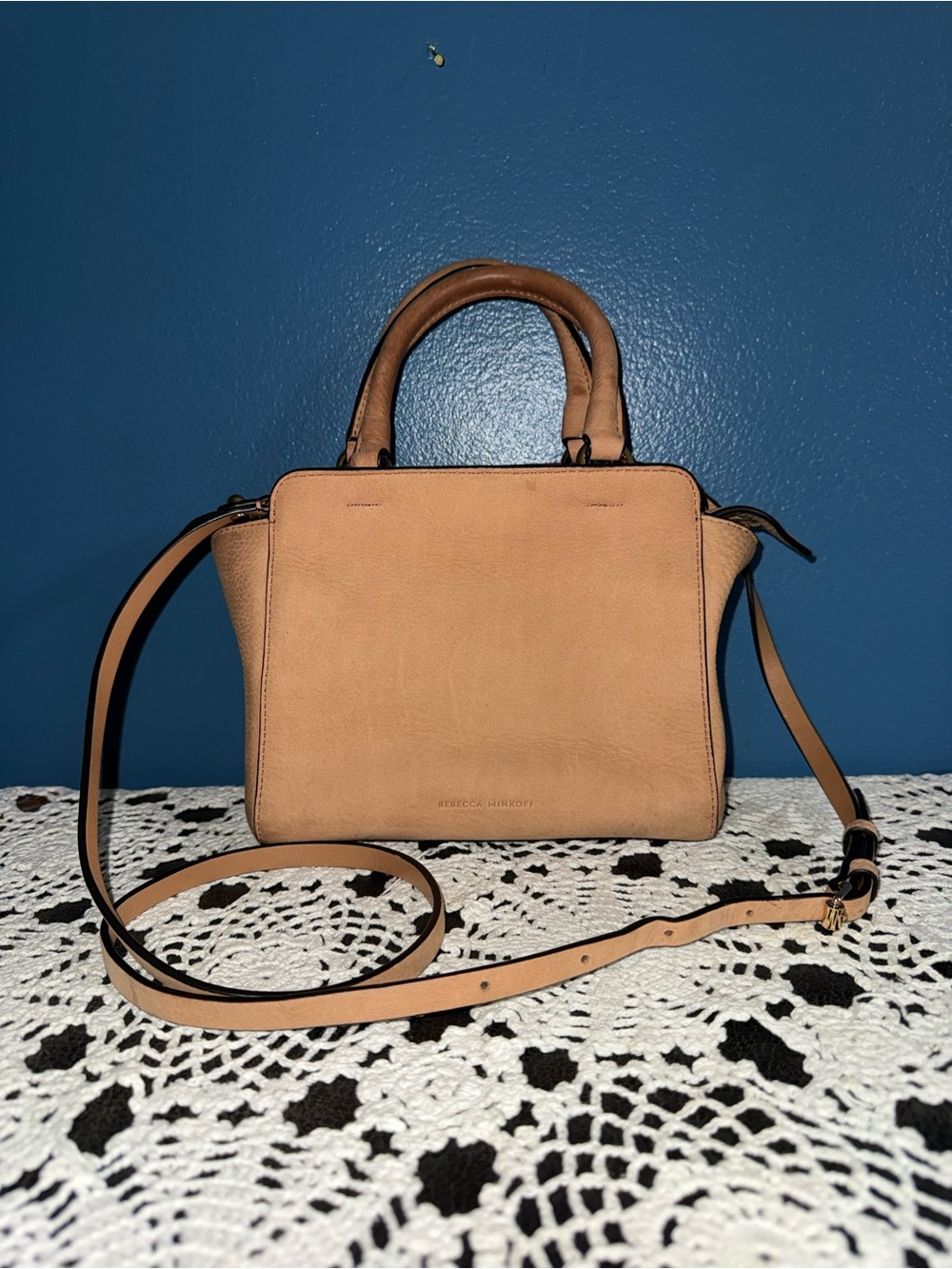 Beige Leather Mini Satchel Handbag - Rebecca Minkoff